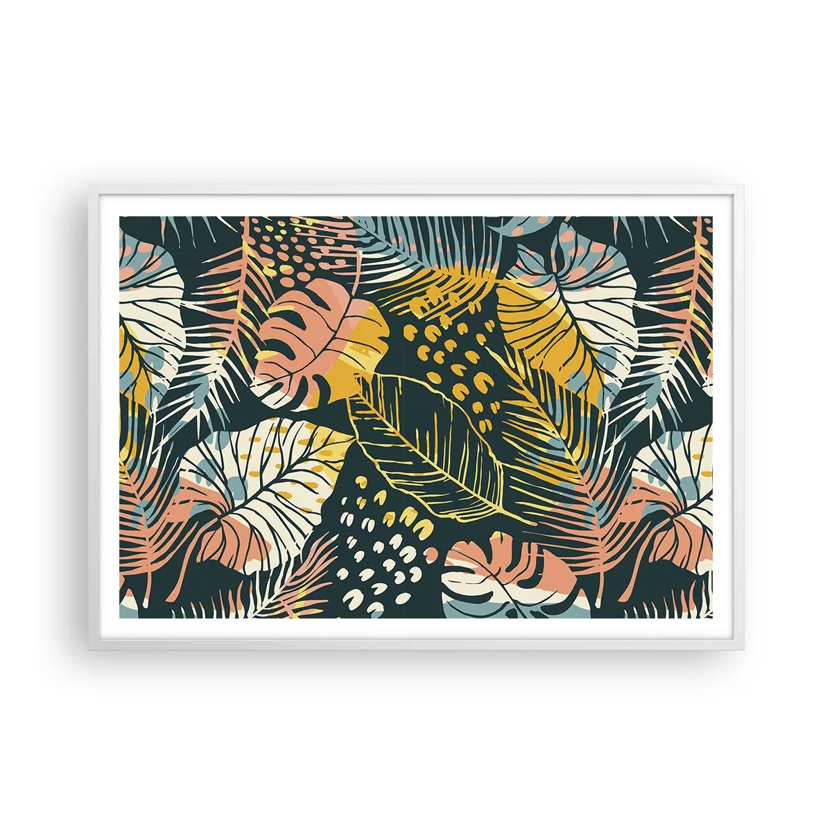 Poster in white frmae - Leafy Fantasy - 100x70 cm