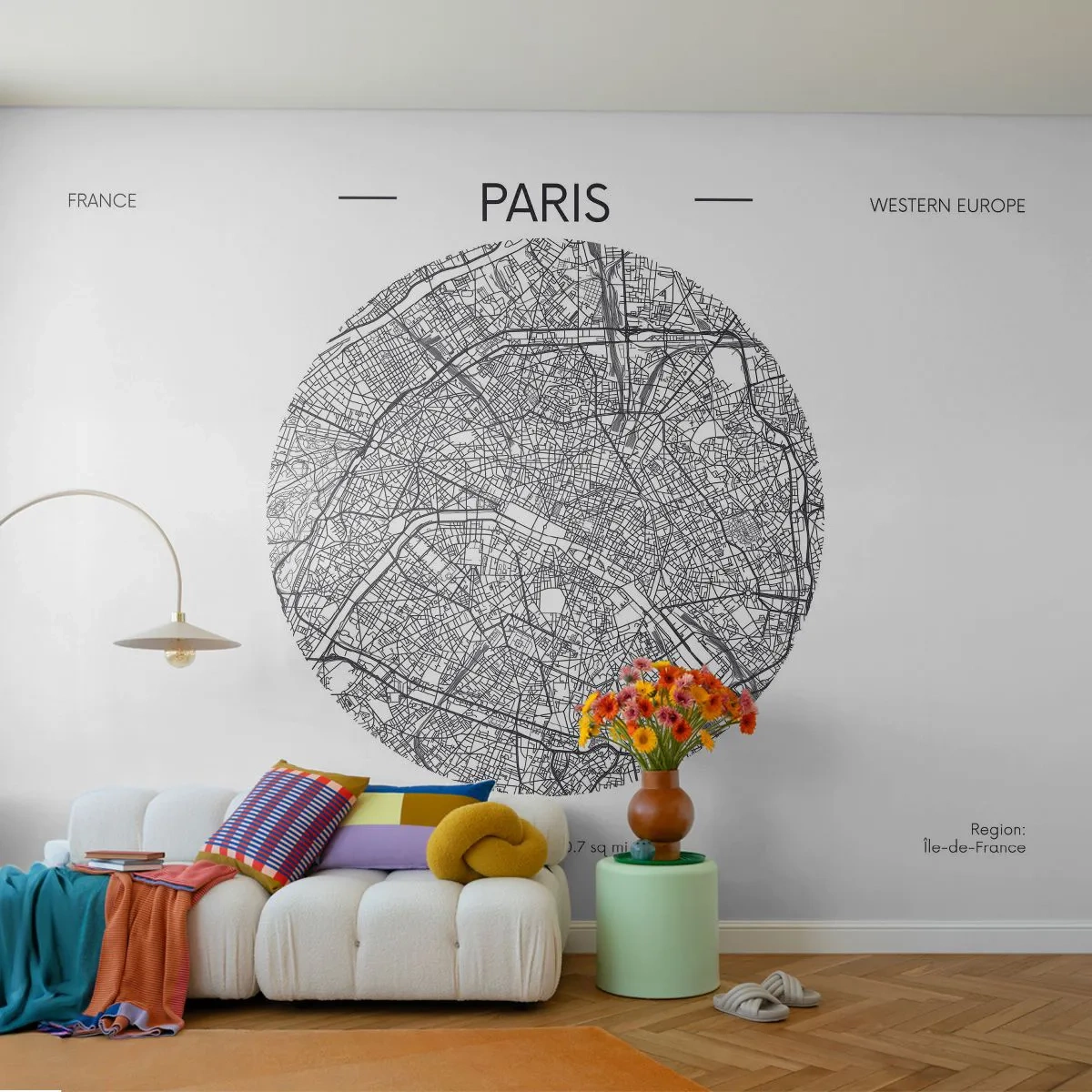 Self-Adhesive Photo Wallpaper Deluxe Sticker - Anatomy of Paris - Map, Paris, France - 500x350 cm