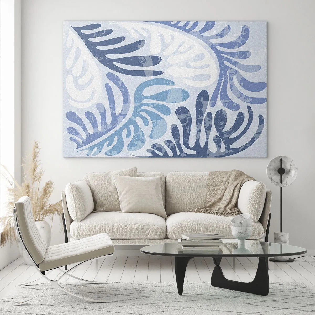 Glass picture - Blue Ferns - 120x80 cm