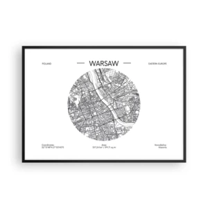 Poster in black frame - Anatomy of Warsaw - 100x70 cm