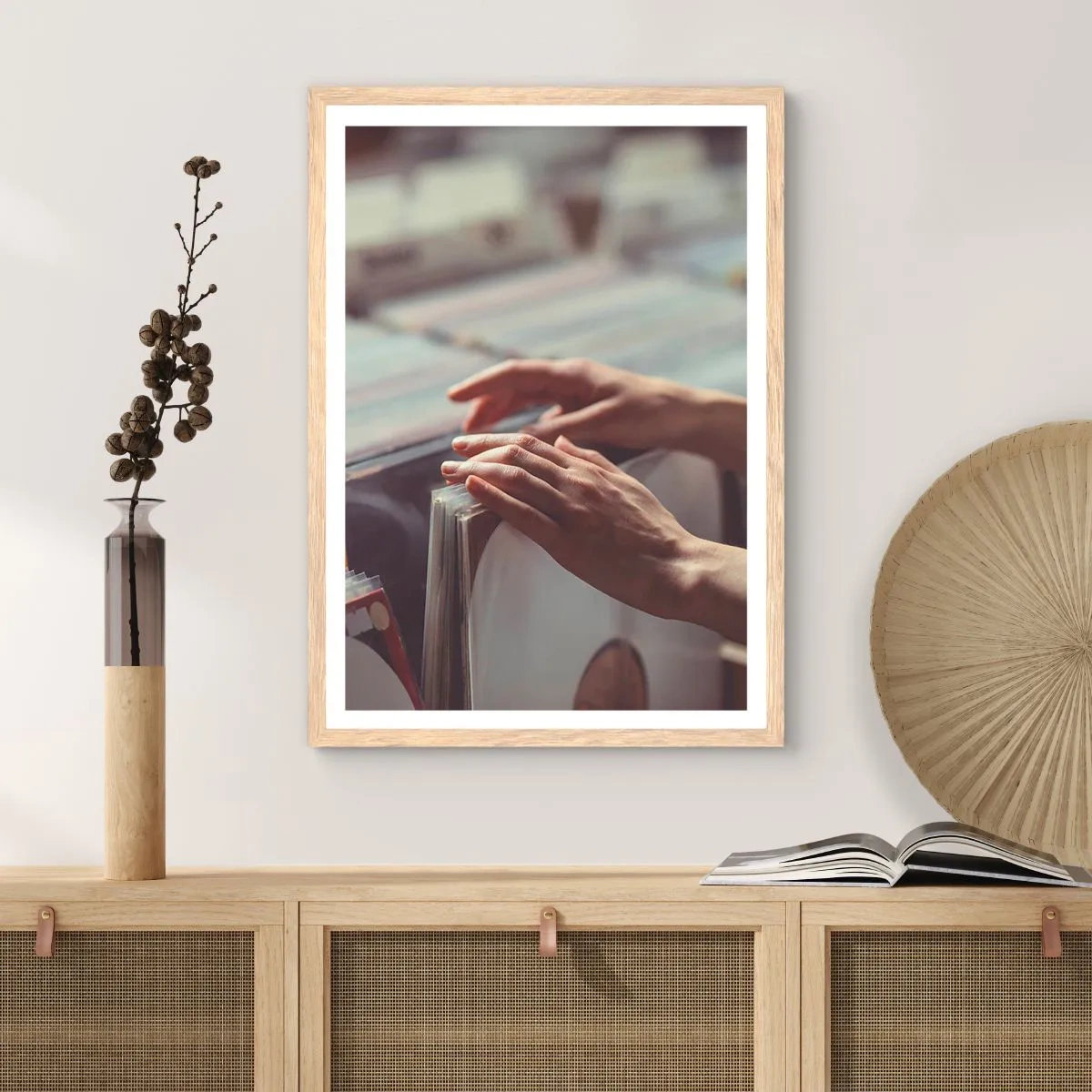 Poster in light oak frame - In Search of Good Vibes - 61x91 cm