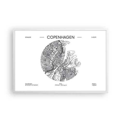 Poster in white frmae - Anatomy of Copenhagen - 91x61 cm