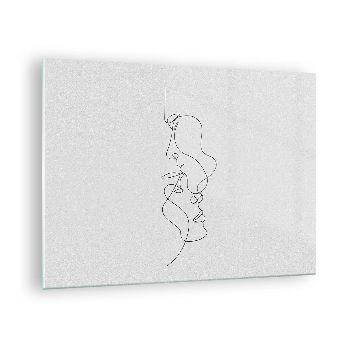 Glass picture - A delicate drawing of two faces in one outline - 70x50cm - Ardour of Desires - Modern wall decoration for the living room and bedroom ARTTOR
