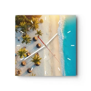 Wall clock - Clock on glass - Welcome to Paradise - 30x30 cm