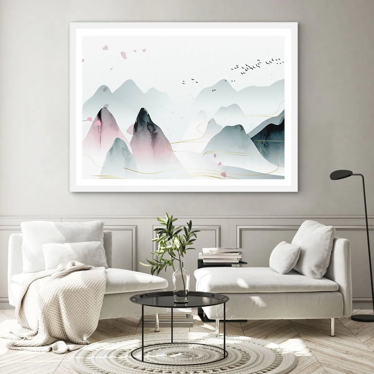 Poster in white frmae - Over the Peaks - 70x50 cm
