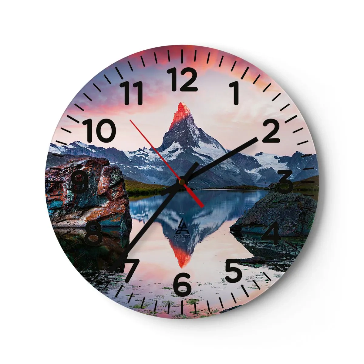 Wall clock - Clock on glass - Heart of the Mountains Is Hot - 40x40 cm