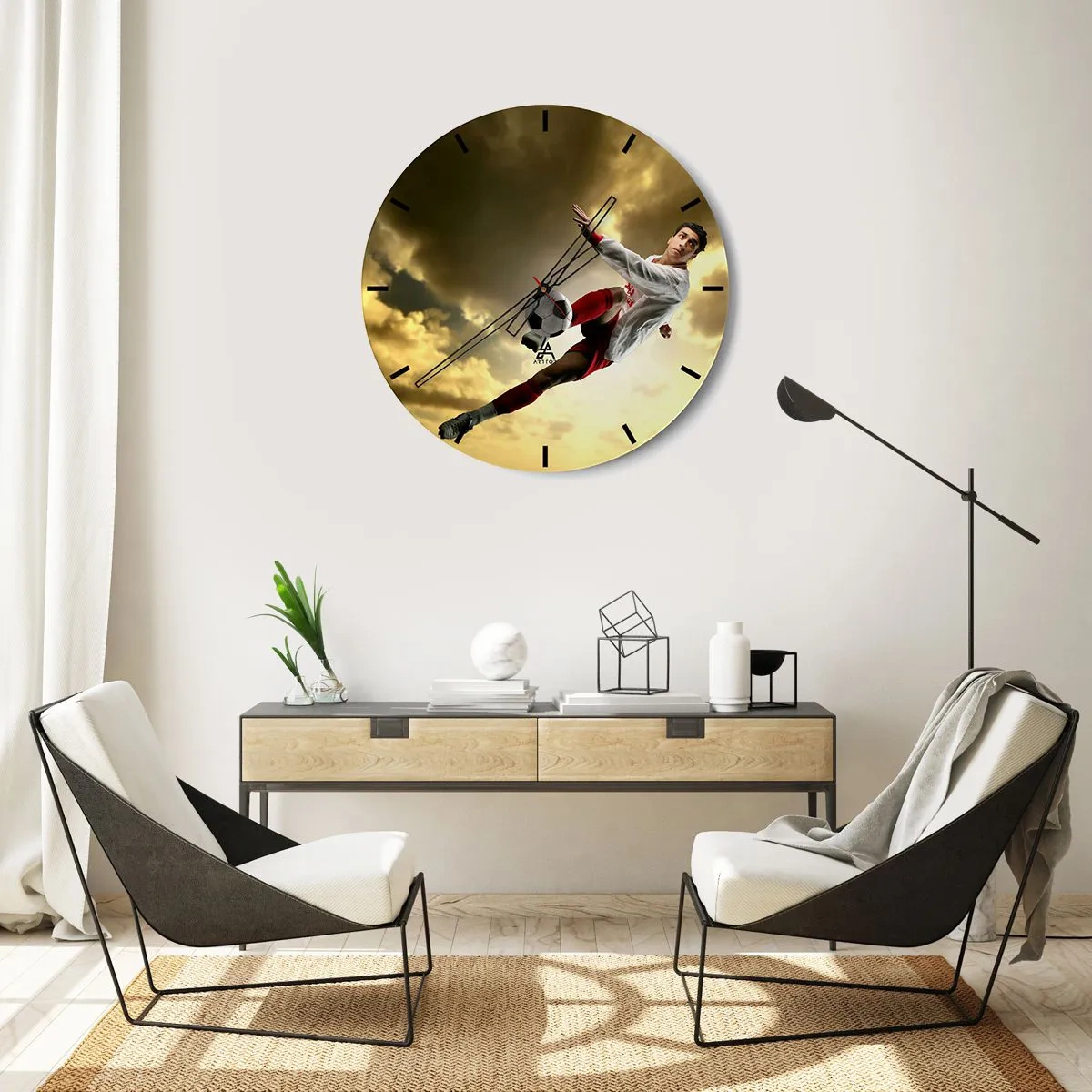 Wall clock - Clock on glass - Football Heaven - 40x40 cm