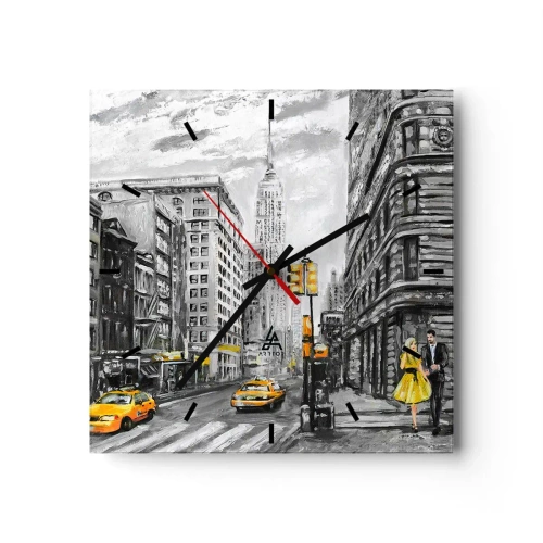 Wall clock - Clock on glass - New York Tale - 30x30 cm