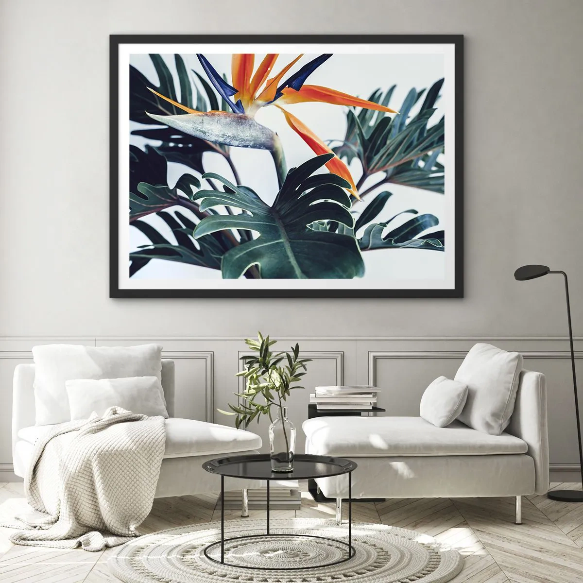 Poster in black frame - Birdy Bush - 100x70 cm
