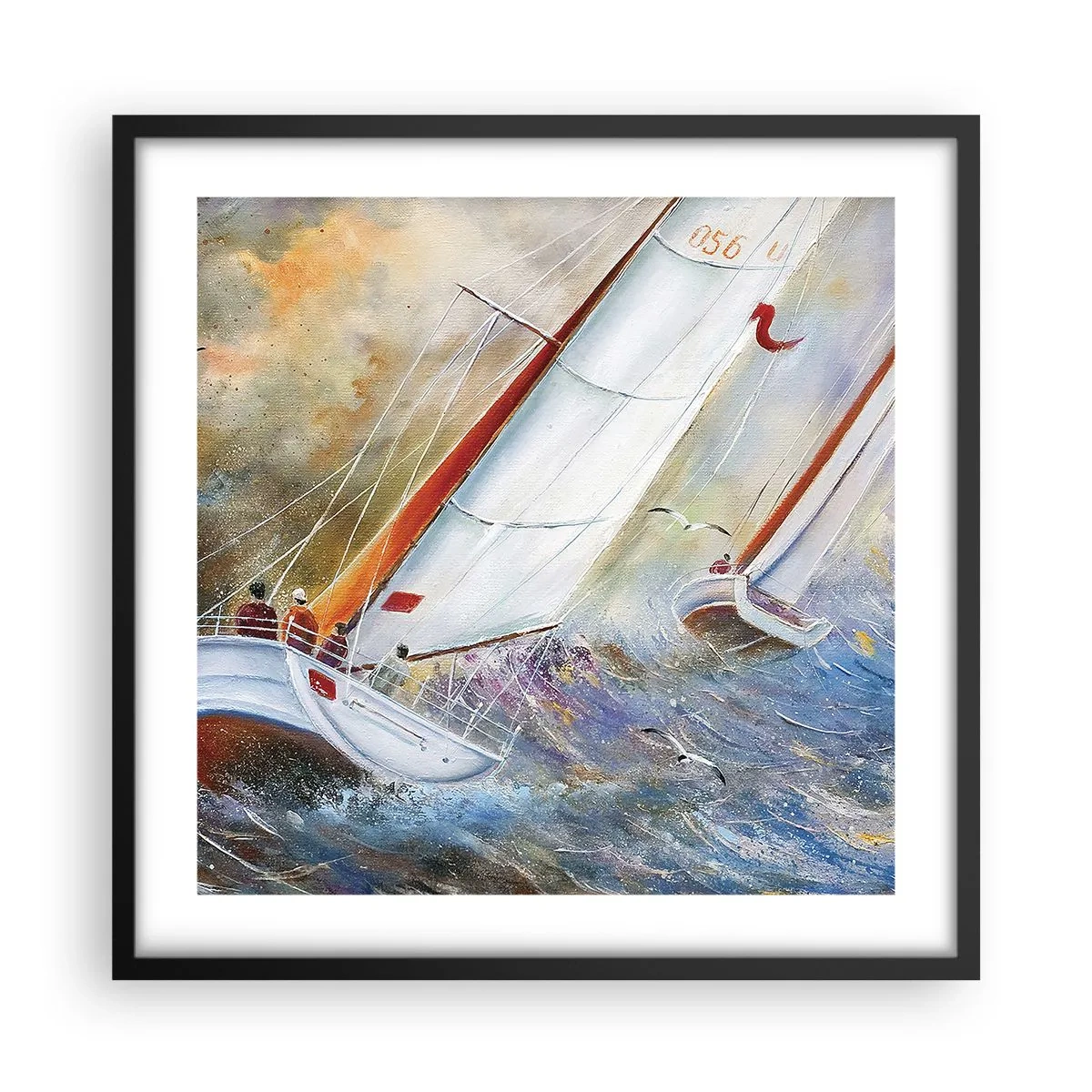 Poster in black frame - Running on the Waves - 50x50 cm
