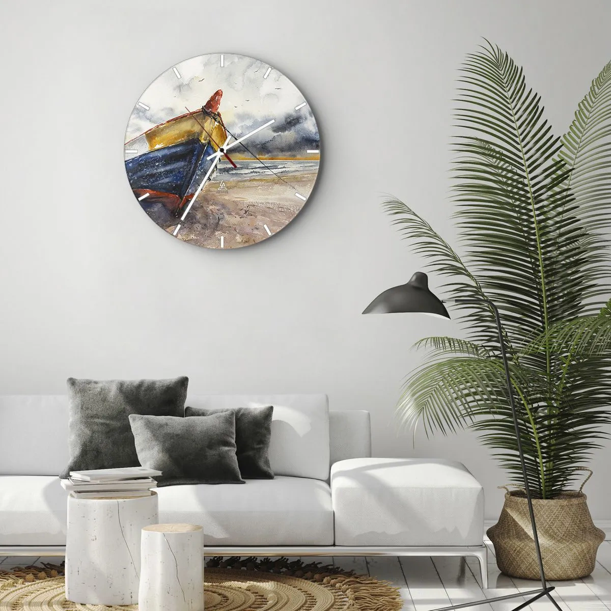 Wall clock - Clock on glass - Rest On the Shore - 40x40 cm