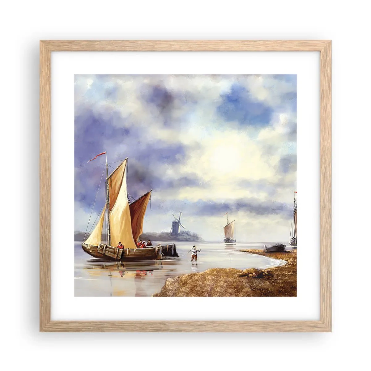 Poster in light oak frame - Return of Sailors - 40x40 cm