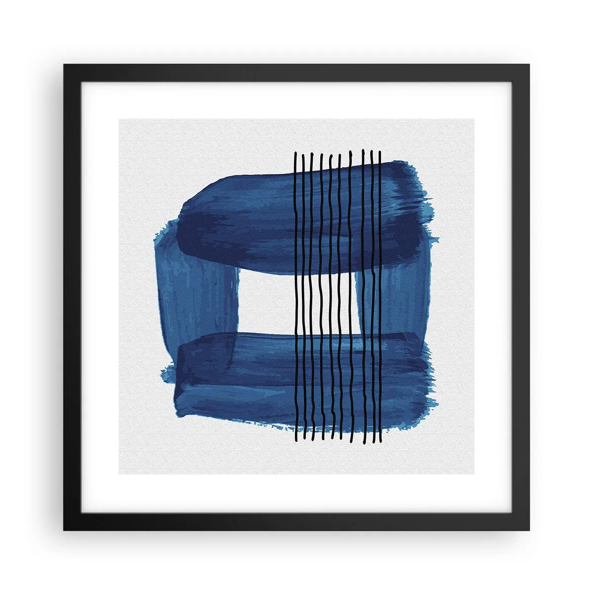 Poster in black frame - Blue and Black Composition - 40x40 cm