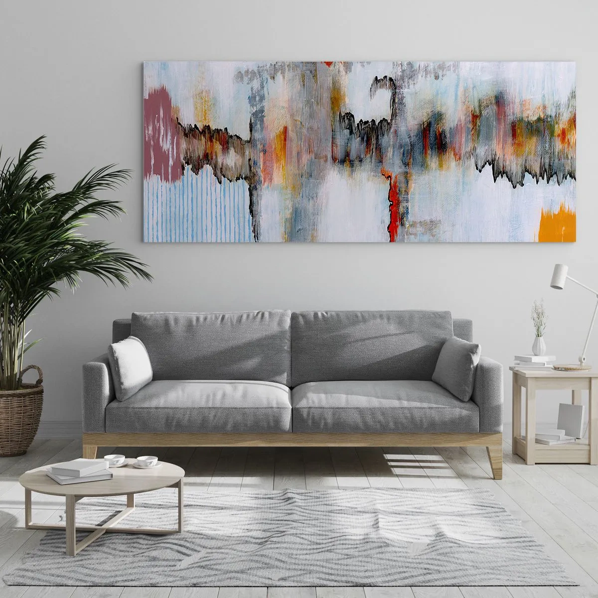 Glass picture - With a Stick on Water - 140x50 cm
