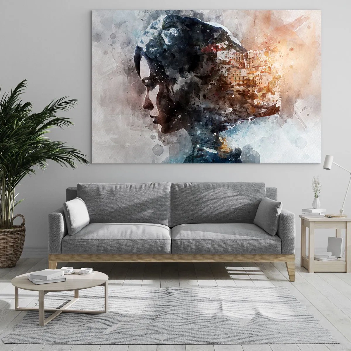 Glass picture - Tale about a Girl with a City in the Background - 120x80 cm