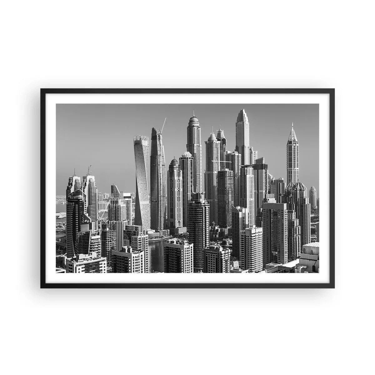 Poster in black frame - City over a Desert - 91x61 cm