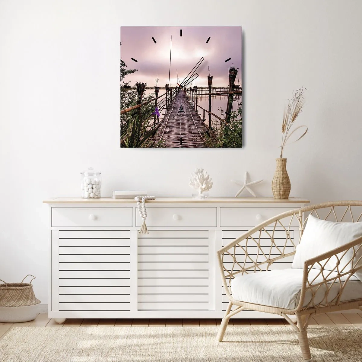 Wall clock - Clock on glass - Peace and Quiet of Asia - 30x30 cm