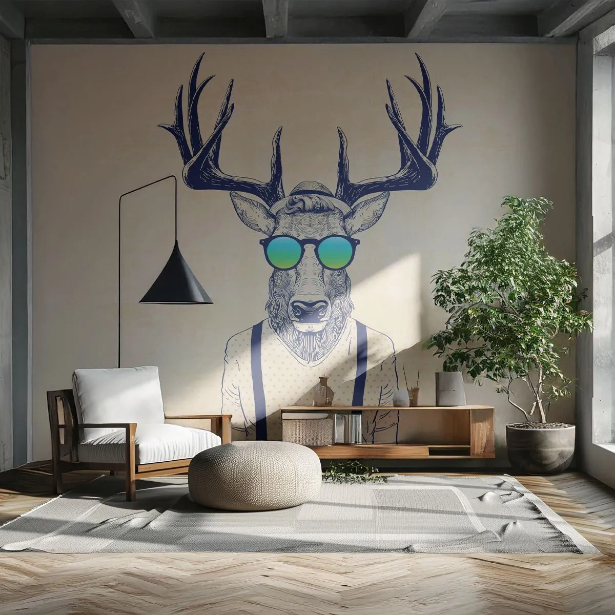 Photo Wallpaper Premium Sand - And Who Did You Expect? - Abstraction, Piece, Deer - 300x210 cm