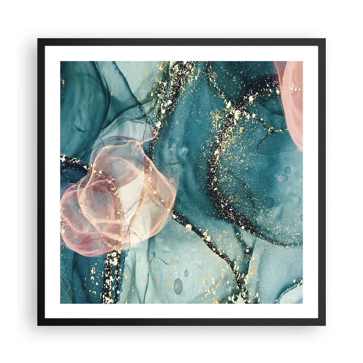 Poster in black frame - Silm Blue, Tulle Pink - 60x60 cm