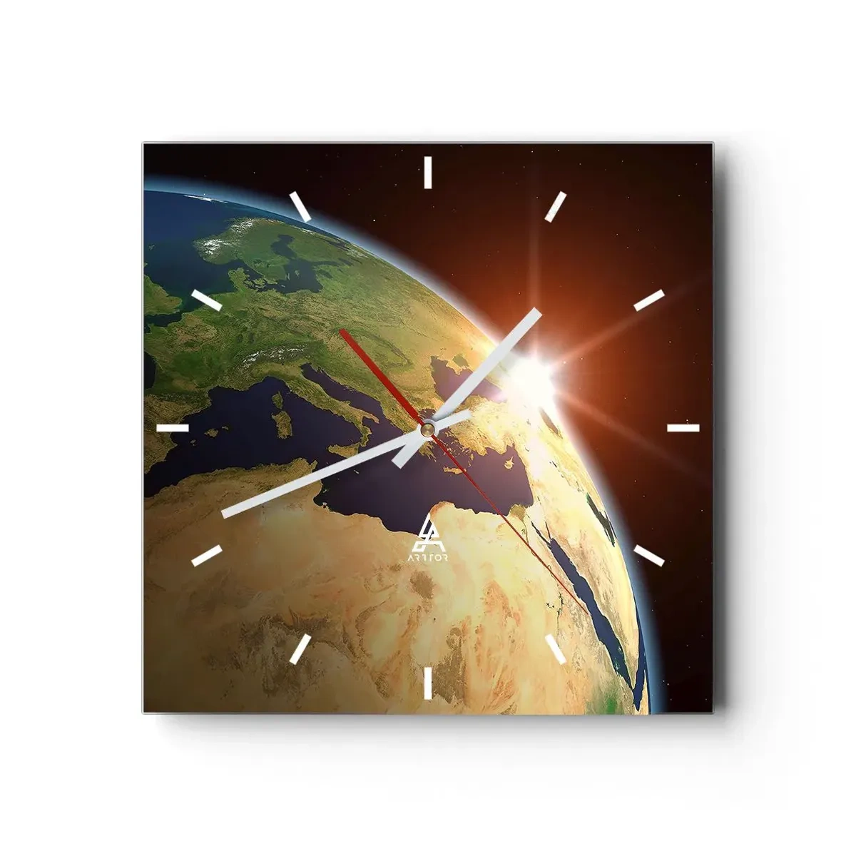 Wall clock - Clock on glass - Sunrise  - 30x30 cm