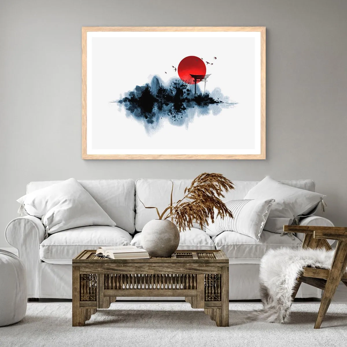 Poster in light oak frame - Japanese View - 91x61 cm