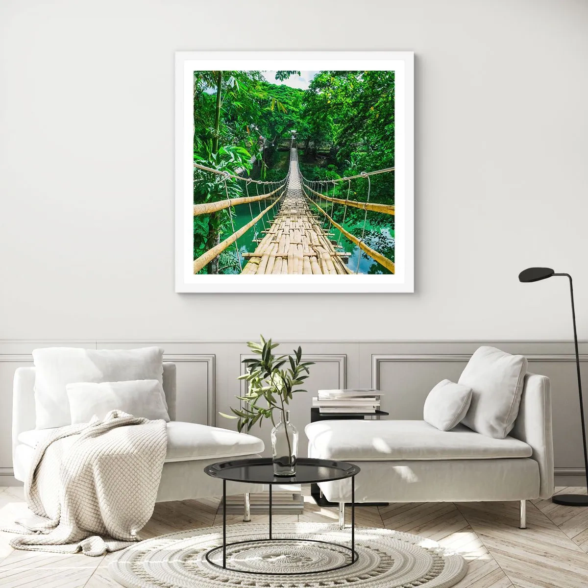 Poster in white frmae - Small Bridge over the Green - 40x40 cm