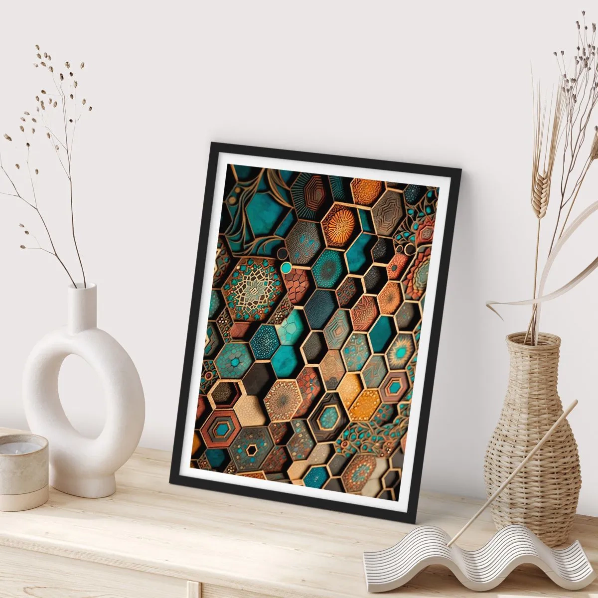 Poster in black frame - Arabic Ornaments - Variation - 30x40 cm