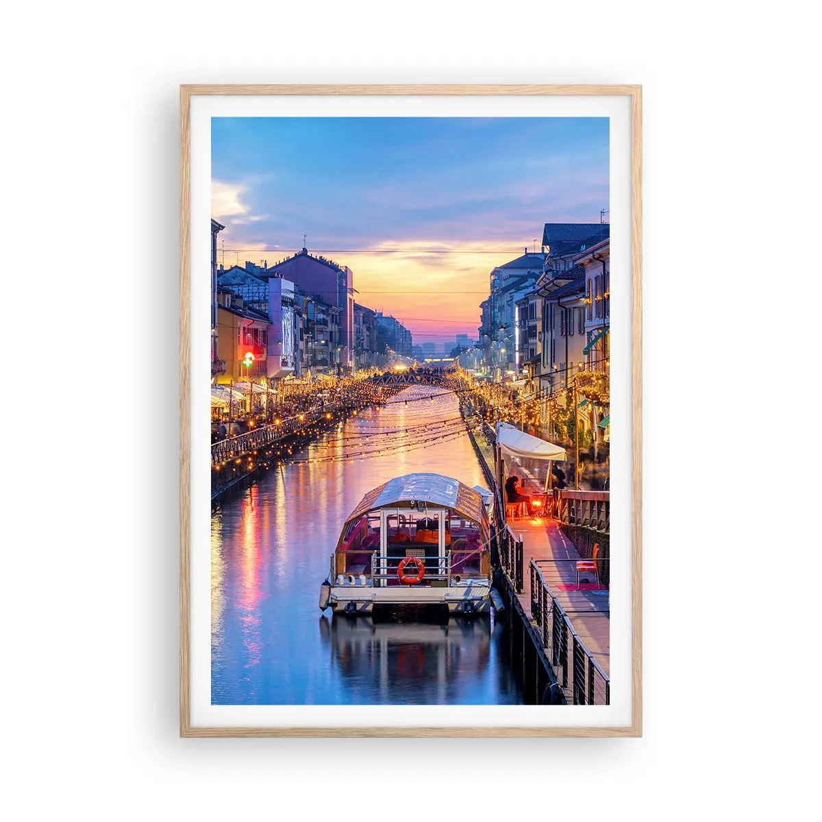 Poster in light oak frame - Evening of Light and Fun - 70x100 cm