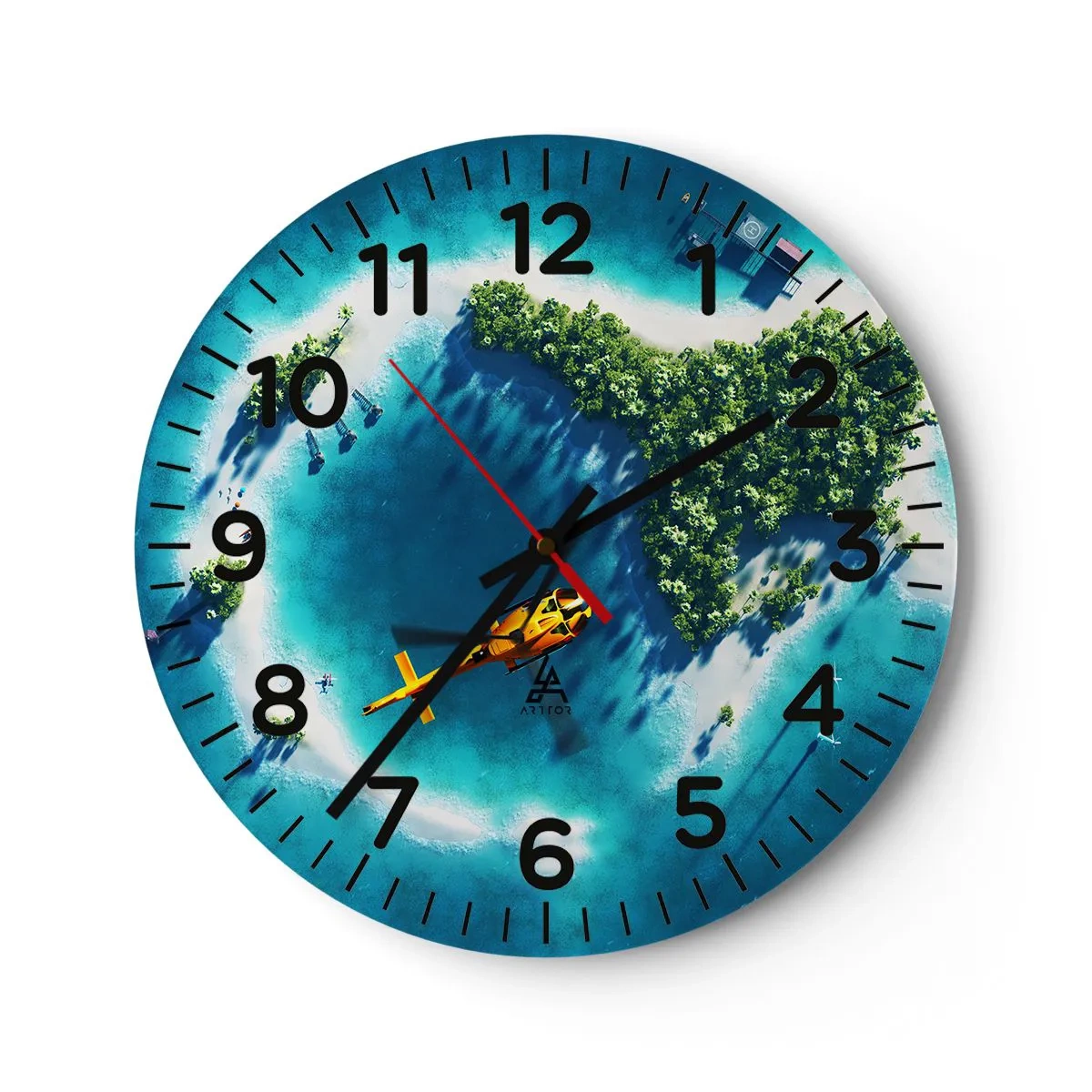 Wall clock - Clock on glass - Get Yourself an Island - 40x40 cm