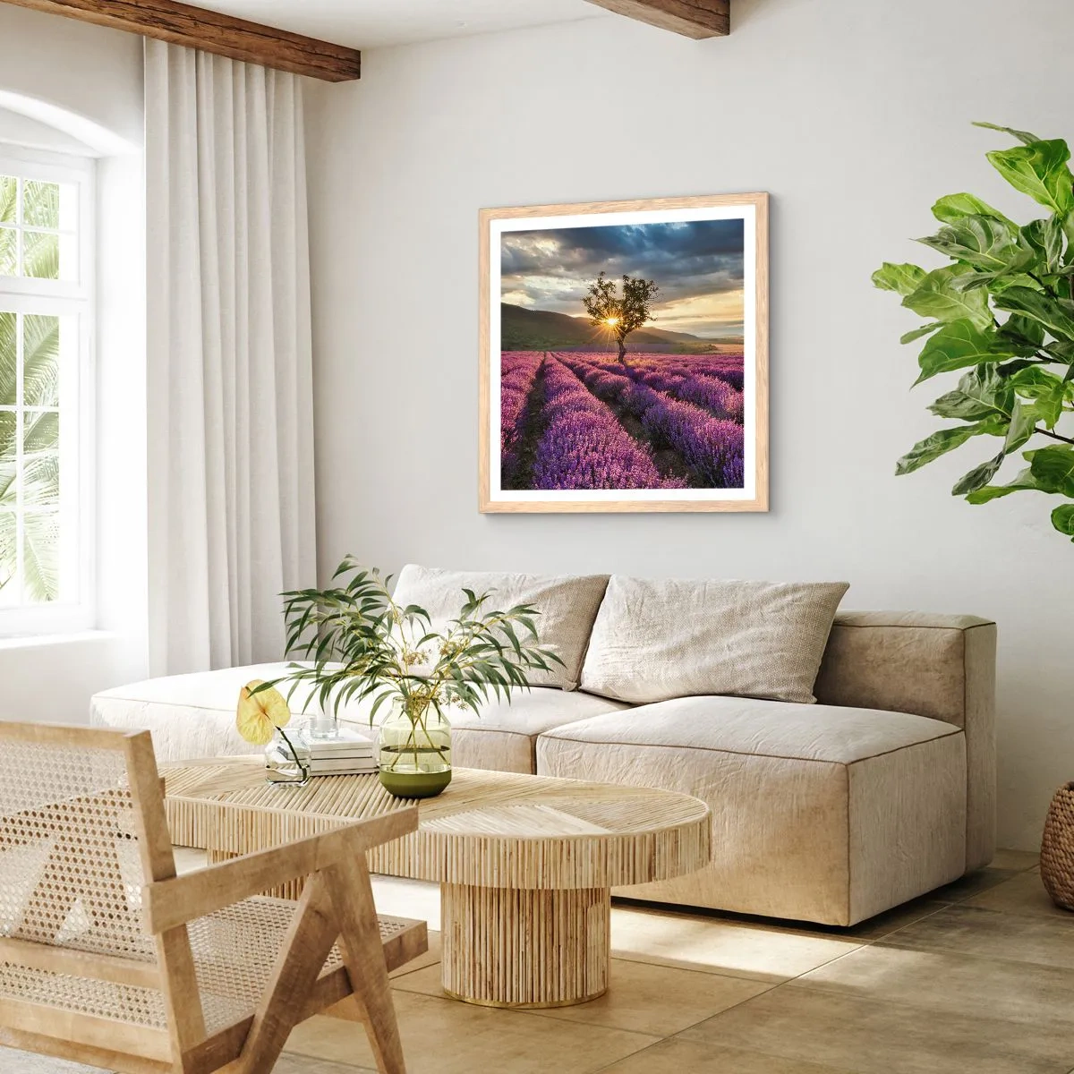 Poster in light oak frame - Lilac Coloured Aroma - 40x40 cm