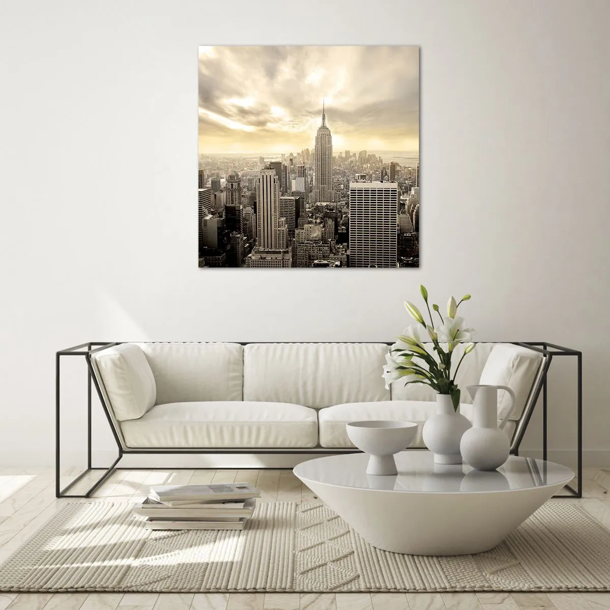 Glass picture - New York Woven in Grey - 70x70 cm