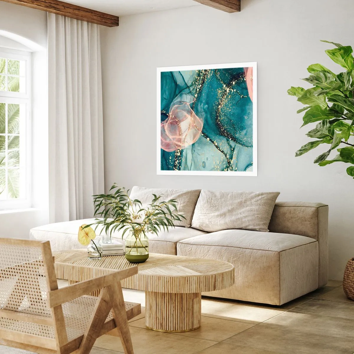 Poster - Silm Blue, Tulle Pink - 40x40 cm