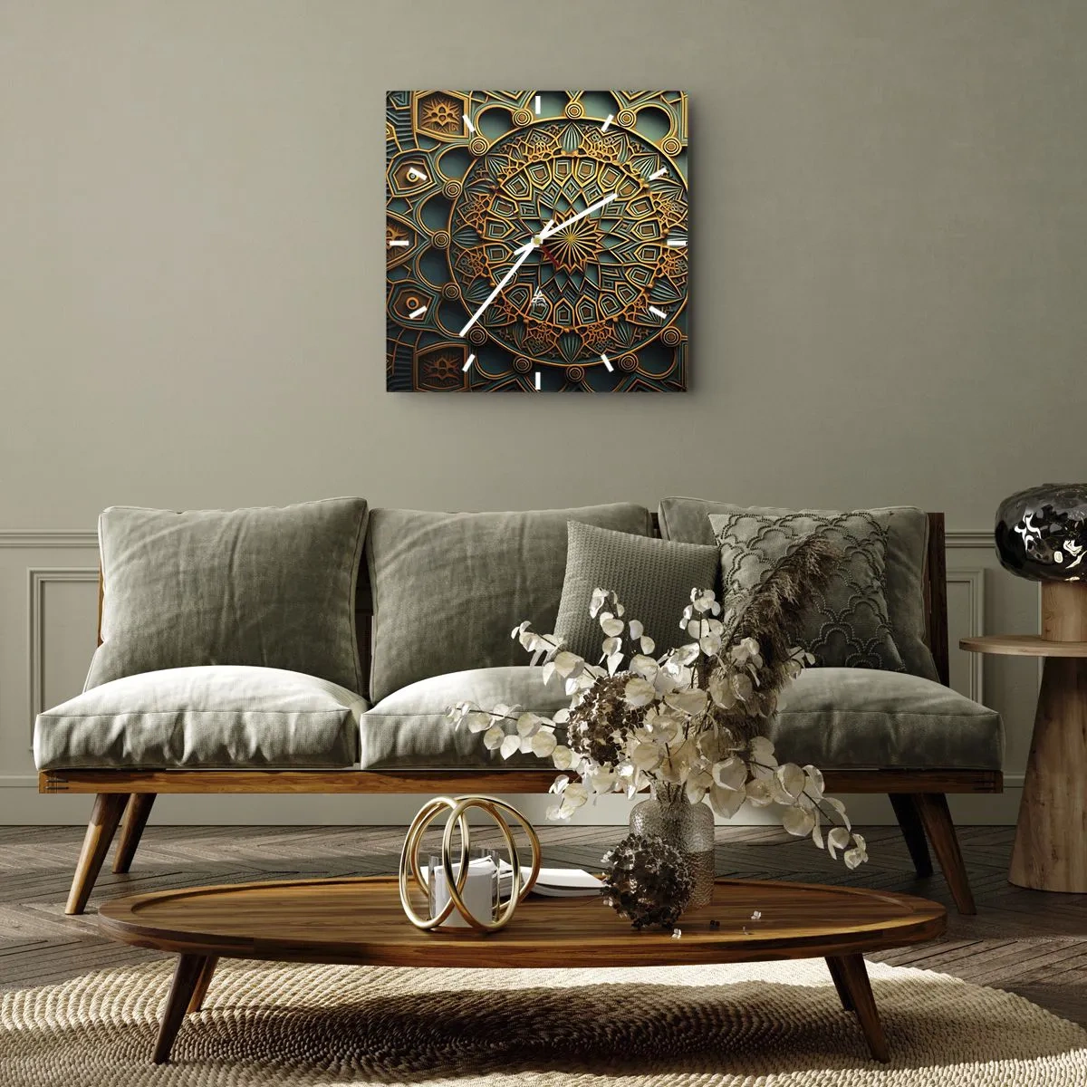 Wall clock - Clock on glass - In Arabic Style - 40x40 cm