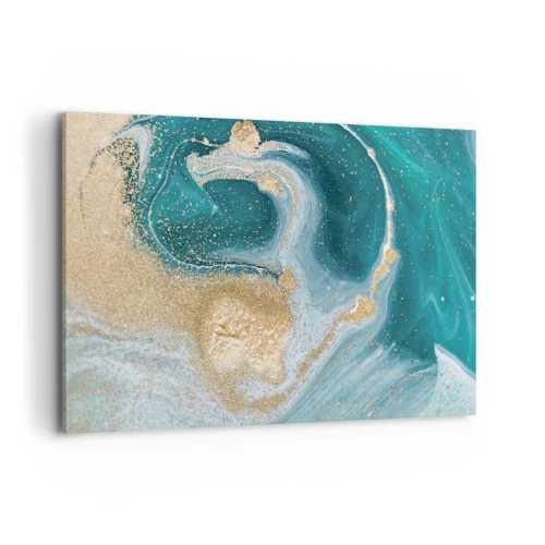 Canvas picture - Swirl of Gold and Turquiose - 120x80 cm