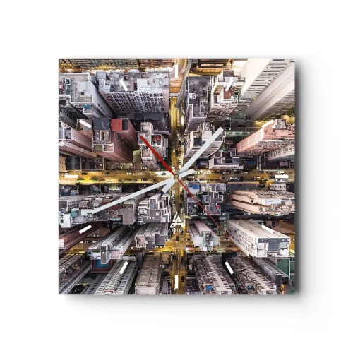Wall clock - Clock on glass - Greetings from Hong Kong - 40x40 cm