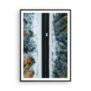 Poster in black frame - Through a Wintery Forest - 70x100 cm