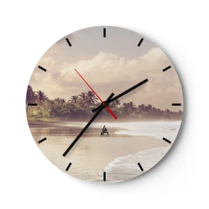 Wall clock - Clock on glass - Caress of the Waves - 40x40 cm