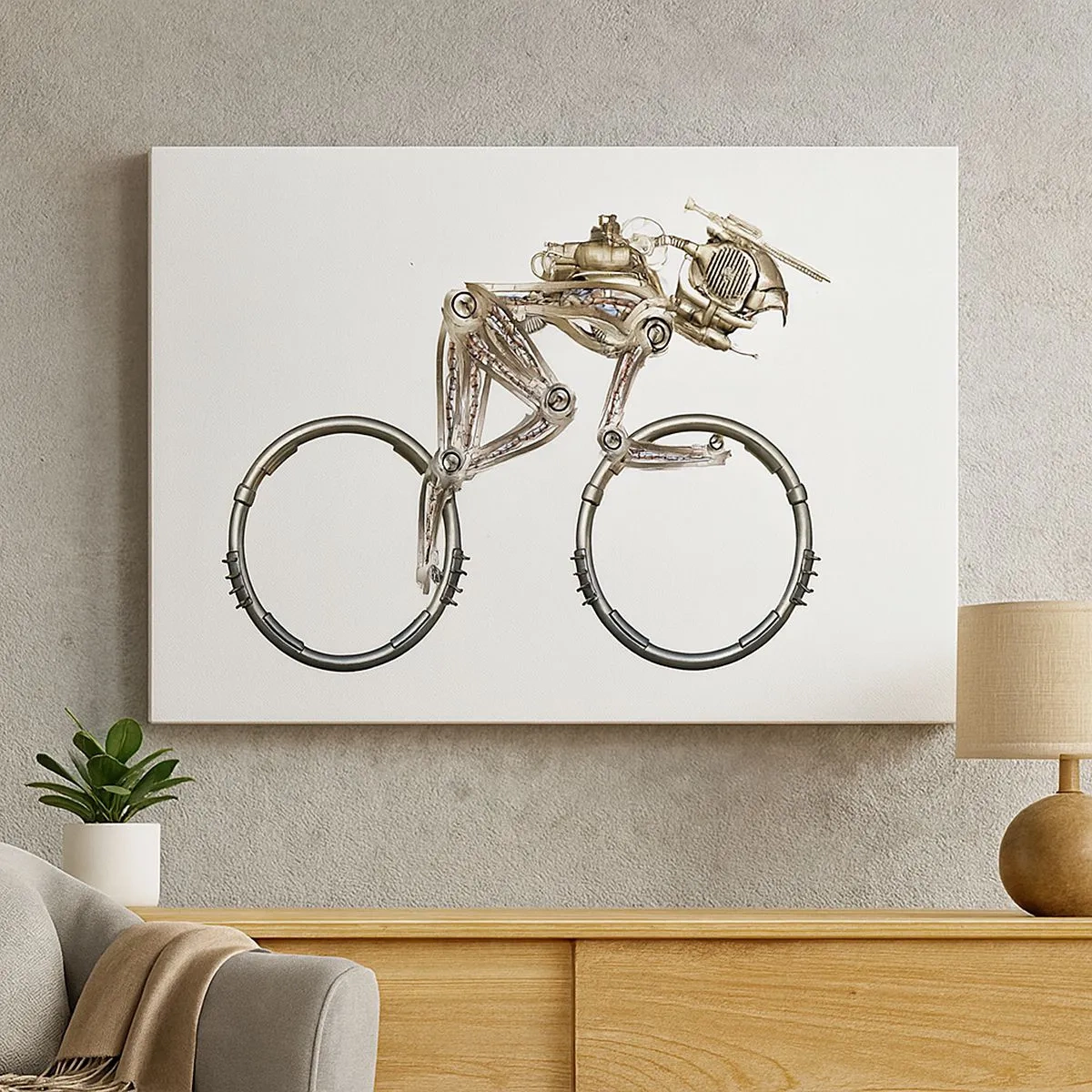 Canvas picture - mechanical bicycle with a futuristic design - 70x50cm - Wonderful Machinery - Modern wall decoration for the living room and bedroom ARTTOR