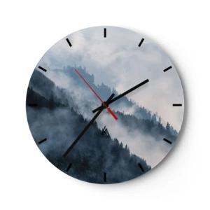 Wall clock - Clock on glass - Mysticism of the Mountains - 40x40 cm