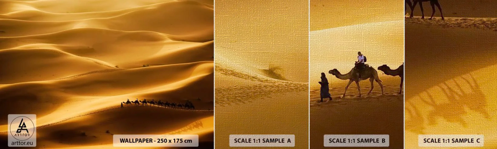 Photo Wallpaper Sample Premium Canvas - Caravan on the Waves of a Desert - Landscape, Africa, Desert - 100x30 cm