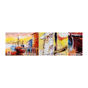 Photo Wallpaper Sample Premium Canvas - Happy Comeback - Landscape, Fisherman's Port, Boats - 100x30 cm