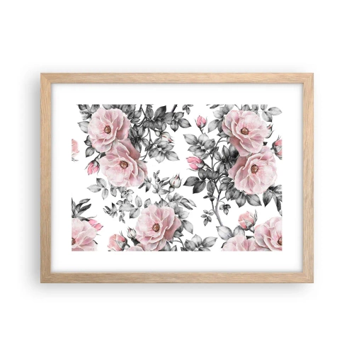 Poster in light oak frame - Getting Lost in Rose Flowers - 40x30 cm