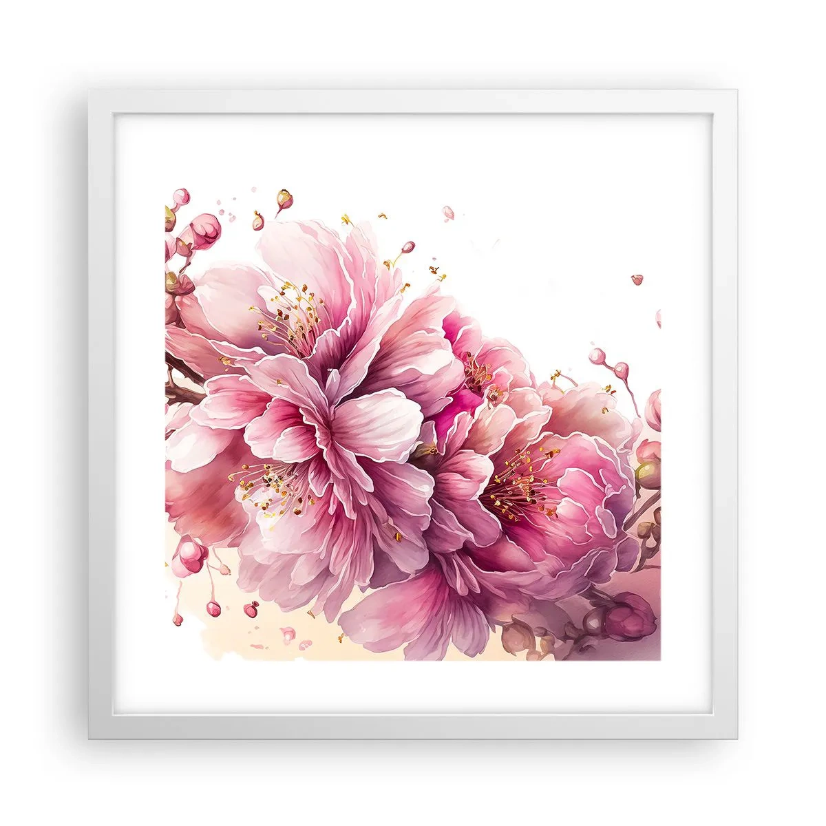Poster in white frmae - Land of Cherry Blossoms - 40x40 cm