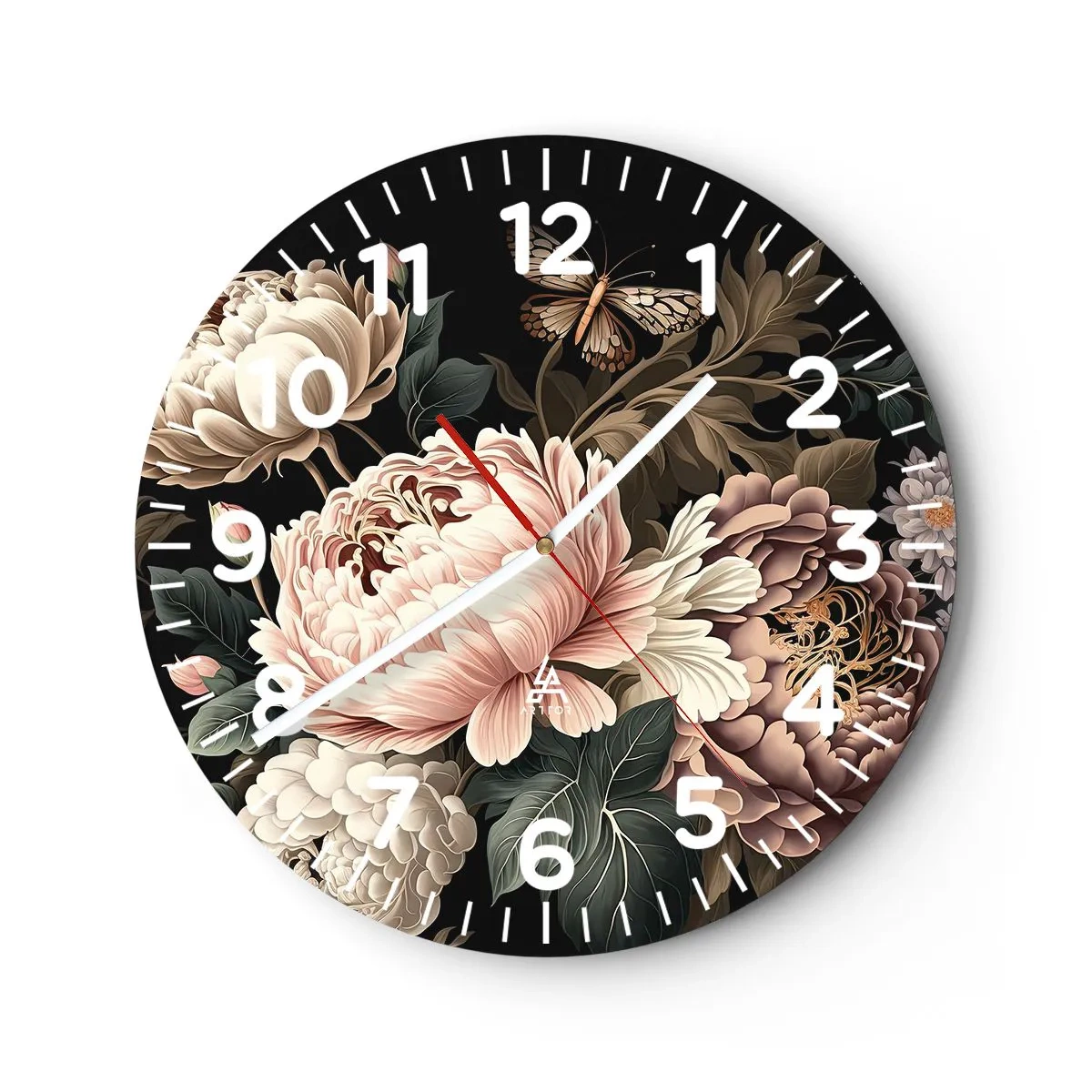 Wall clock - Clock on glass - Baroque Style - 40x40 cm