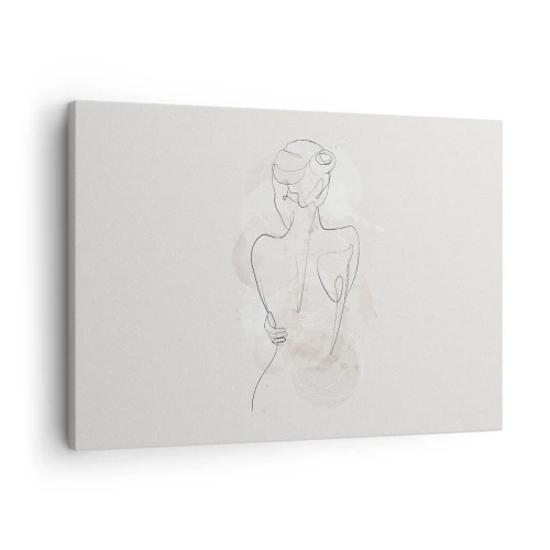 Canvas picture - A minimalist sketch of a female silhouette against a light background. - 70x50cm - Like a Sensitive Instrument - Modern wall decoration for the living room and bedroom ARTTOR