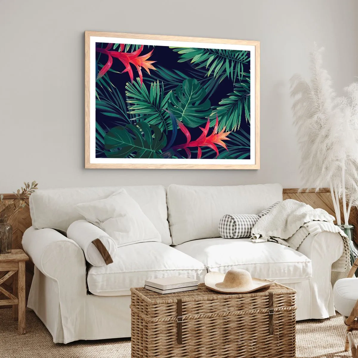 Poster in light oak frame - Burn in Green - 40x30 cm