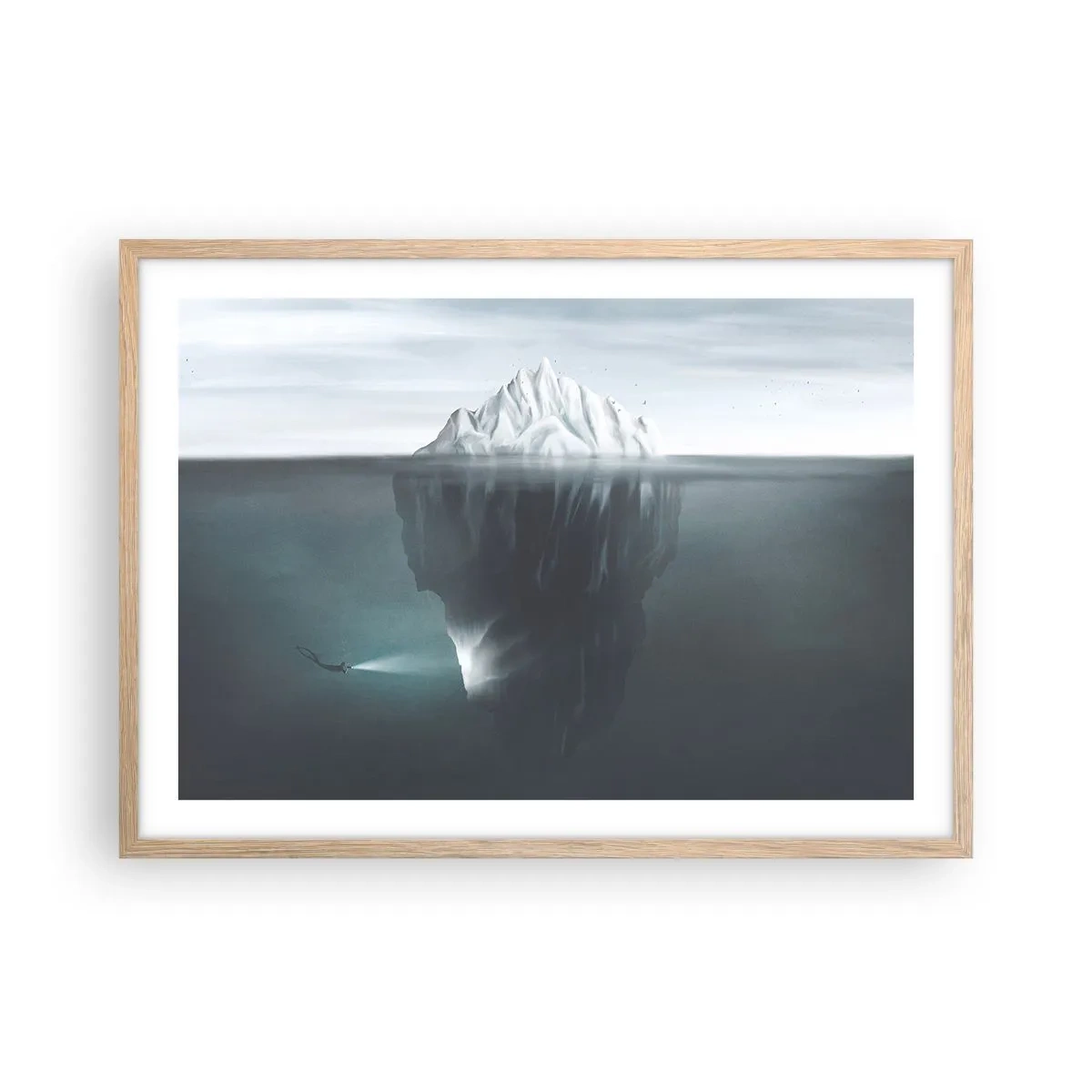 Poster in light oak frame - Underwater Secret - 70x50 cm
