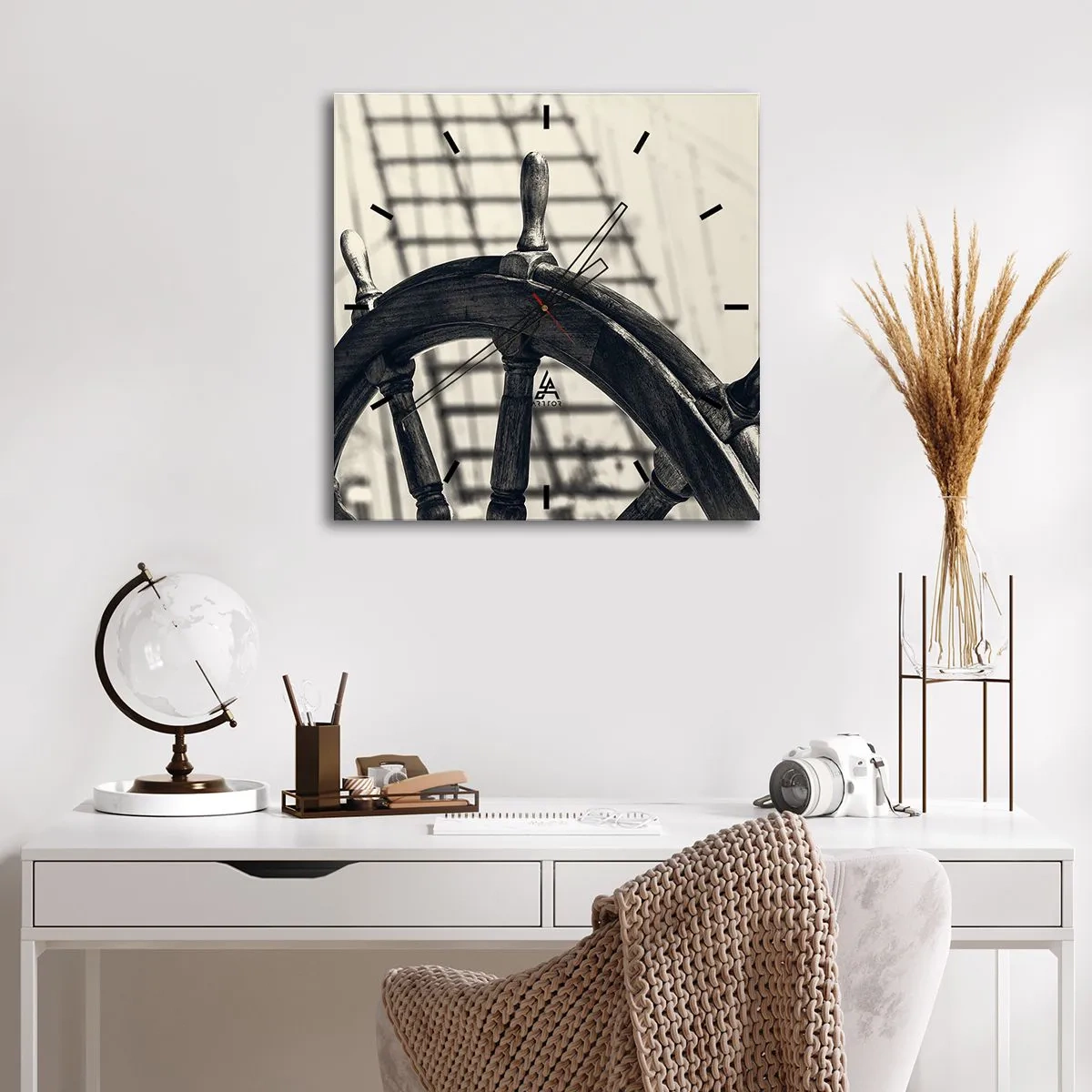 Wall clock - Clock on glass - Sea Tales - 40x40 cm