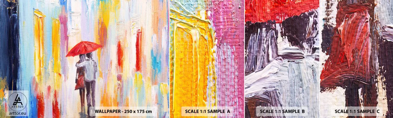 Photo Wallpaper Sample Self-Adhesive Deluxe Sticker - Let It rain - Couple of lovers, People, Abstraction - 100x30 cm