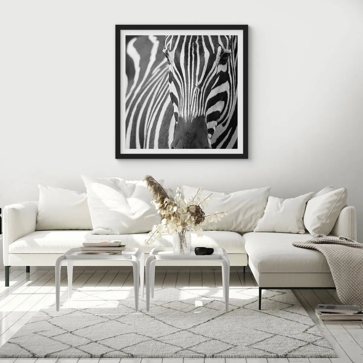 Poster in black frame - World Is Black and White - 60x60 cm